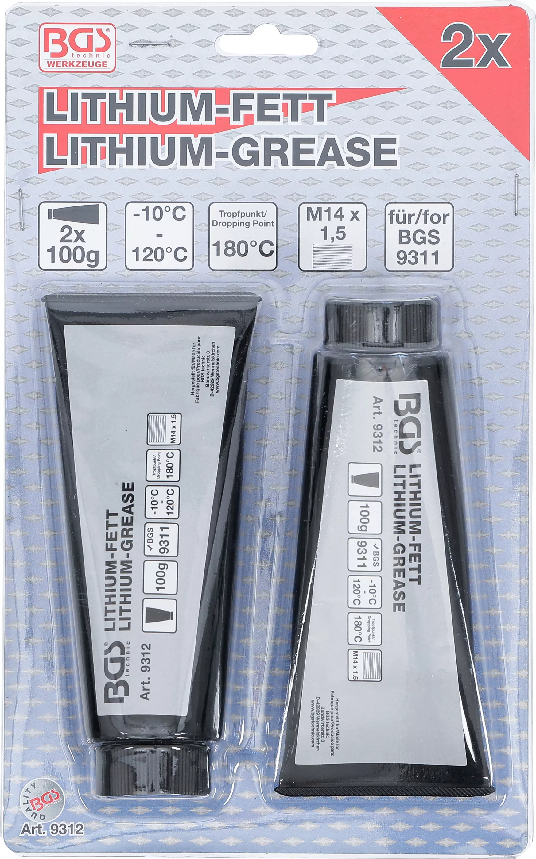 Vaselina cu litiu pentru mini-presa de vaselina BGS 9311 | 2 Tuburi [3]