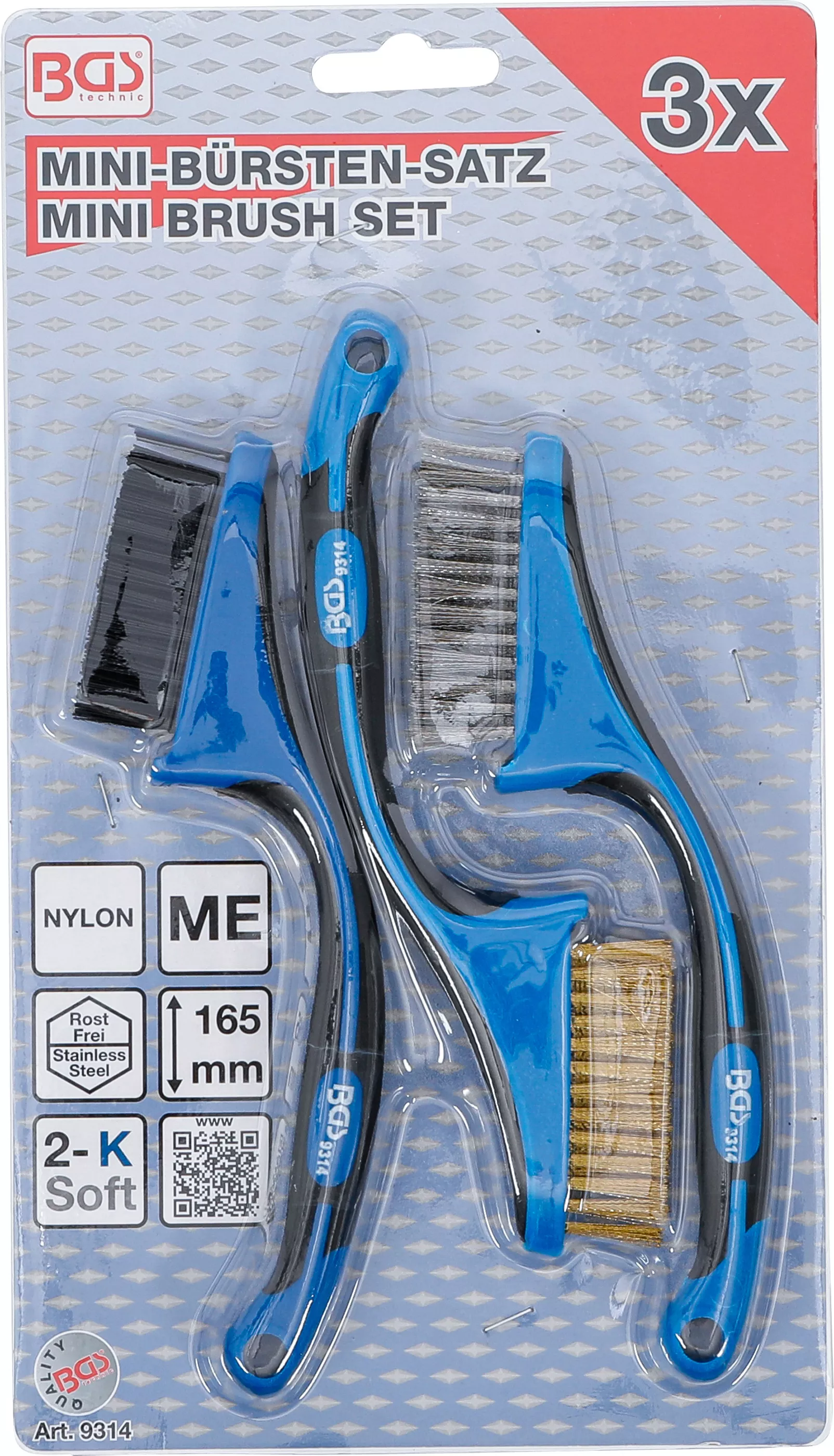 Set mini-perii | Nylon, alama, inox | 165 mm | 3 piese [4]