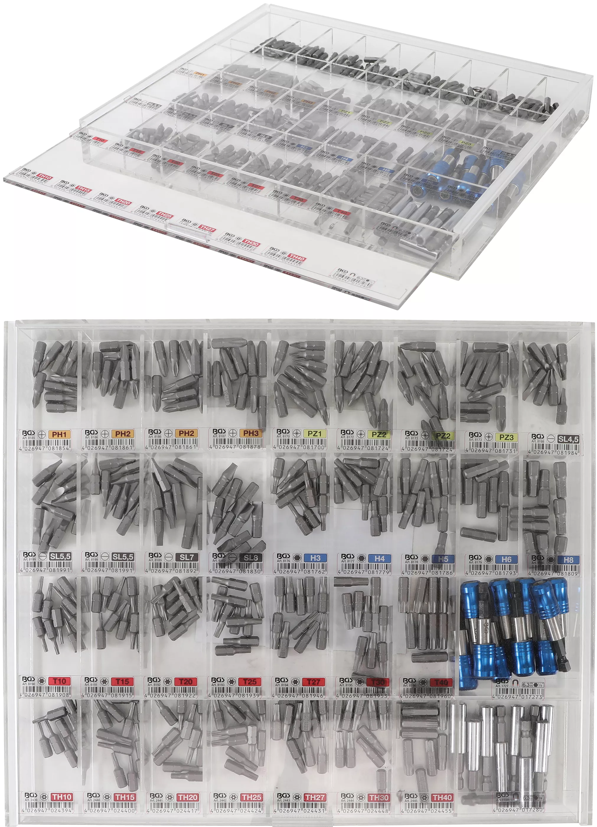 Set biti si suporti biti | Afisaj vanzare | 6,3 mm (1/4") | 340 piese [1]