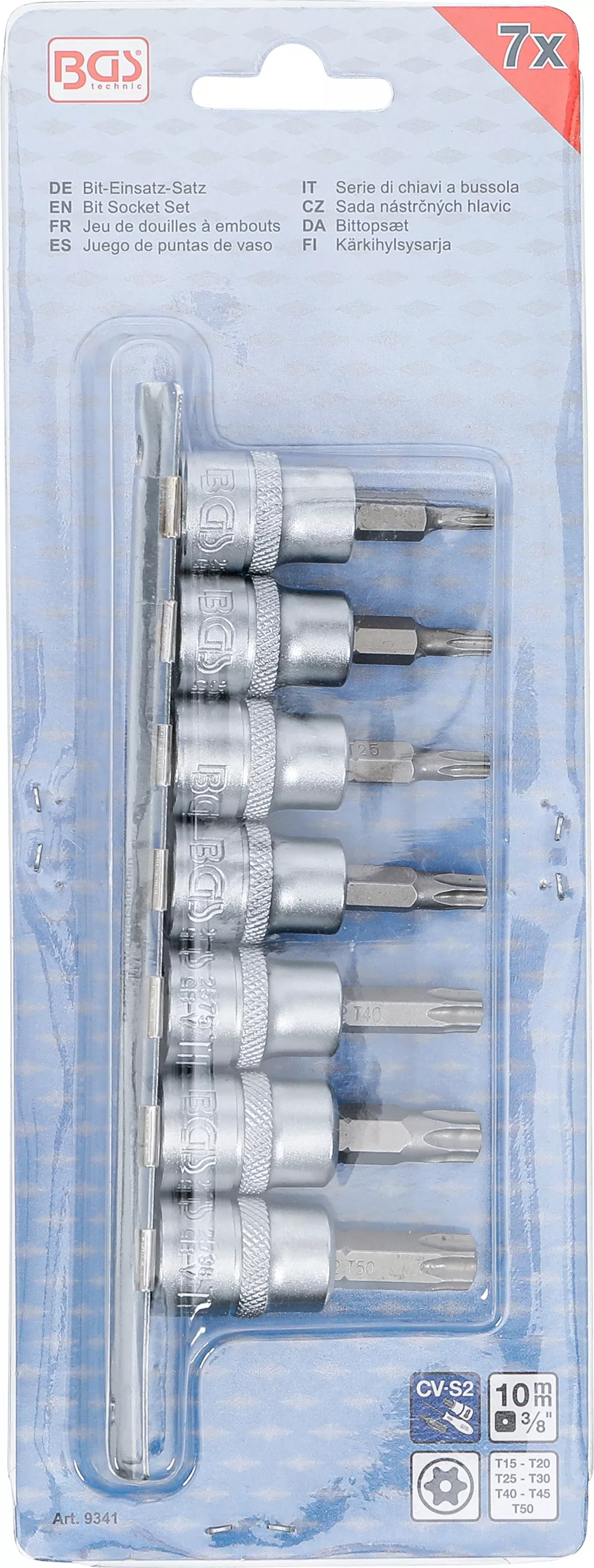 Set biti | 10 mm (3/8") | Profil T (pentru Torx) cu gaura T15 - T50 | 7 piese [3]