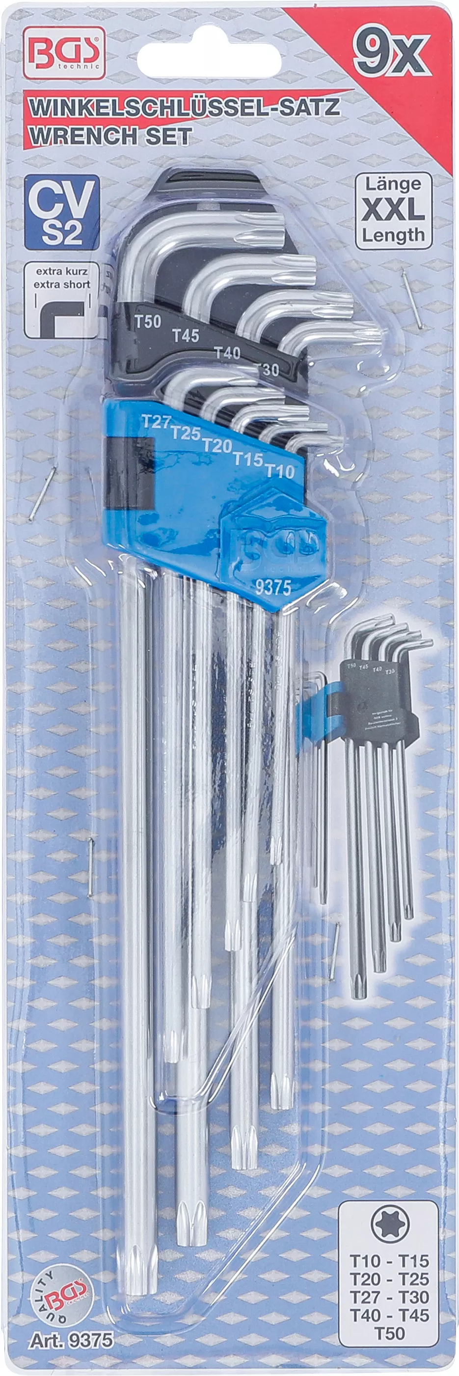 Set chei tip L | extra lungi + extra scurte | Profil T (pentru Torx) T10 - T50 | 9 piese [4]