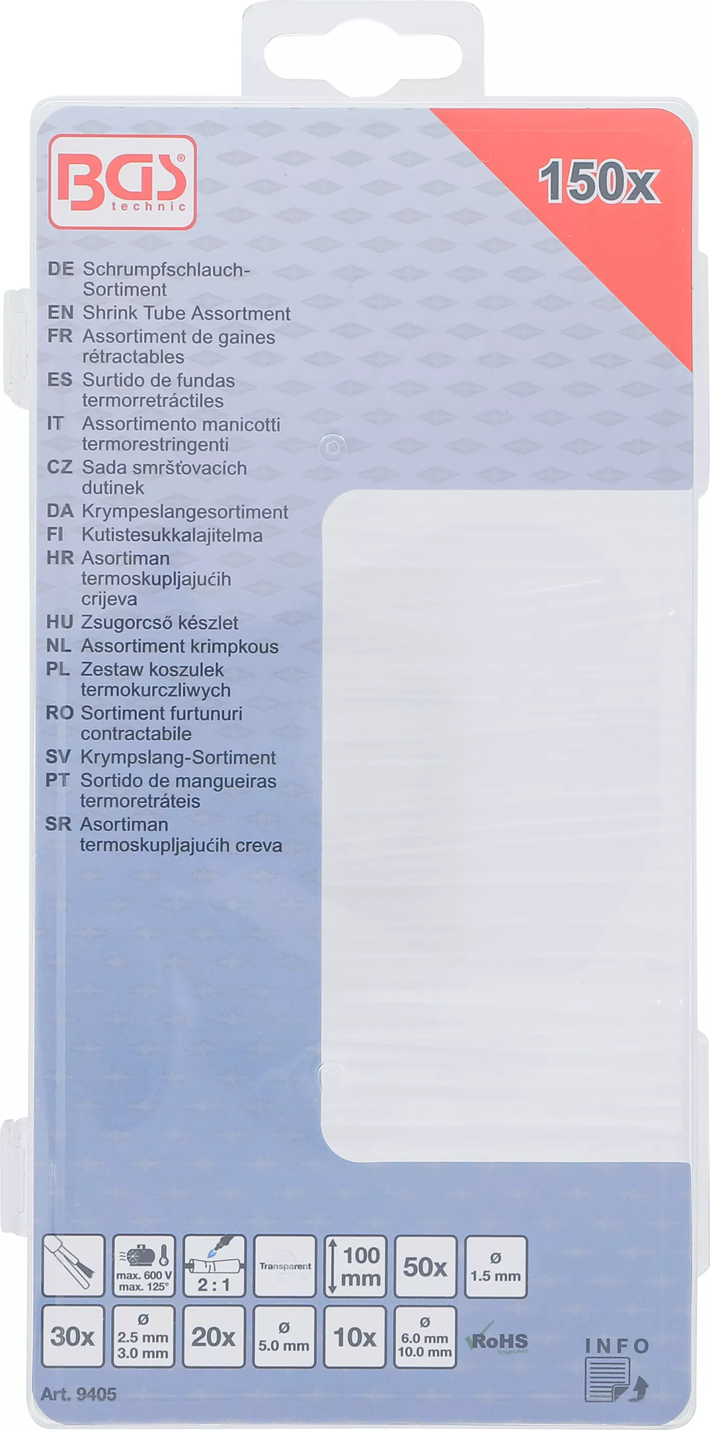 Sortiment furtunuri contractabile | transparent | 150 piese [3]