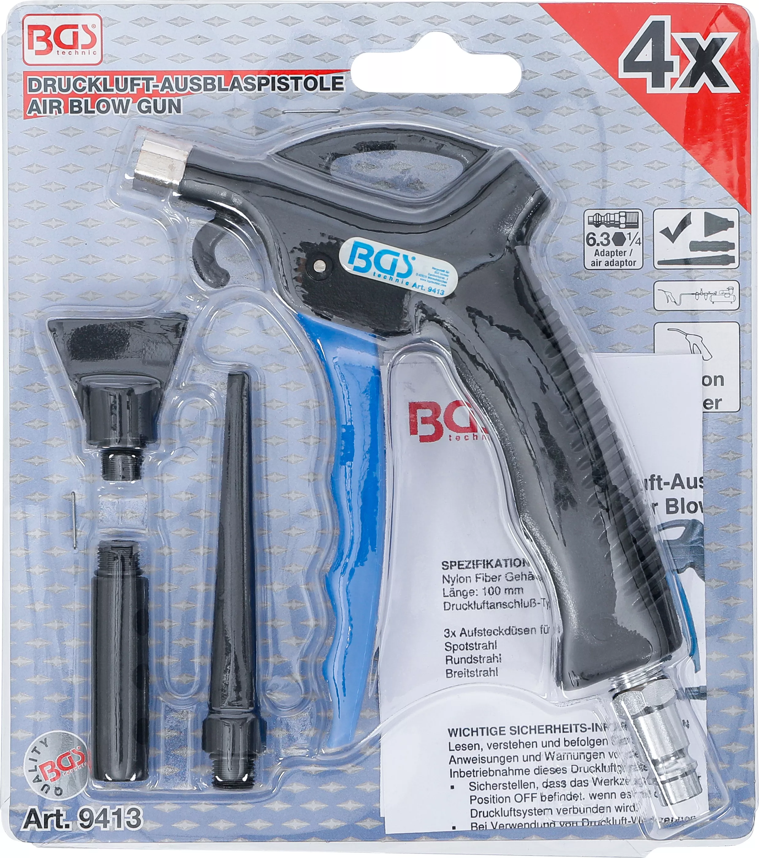 Pistol de suflat cu aer comprimat | cu 3 adaptoare [6]