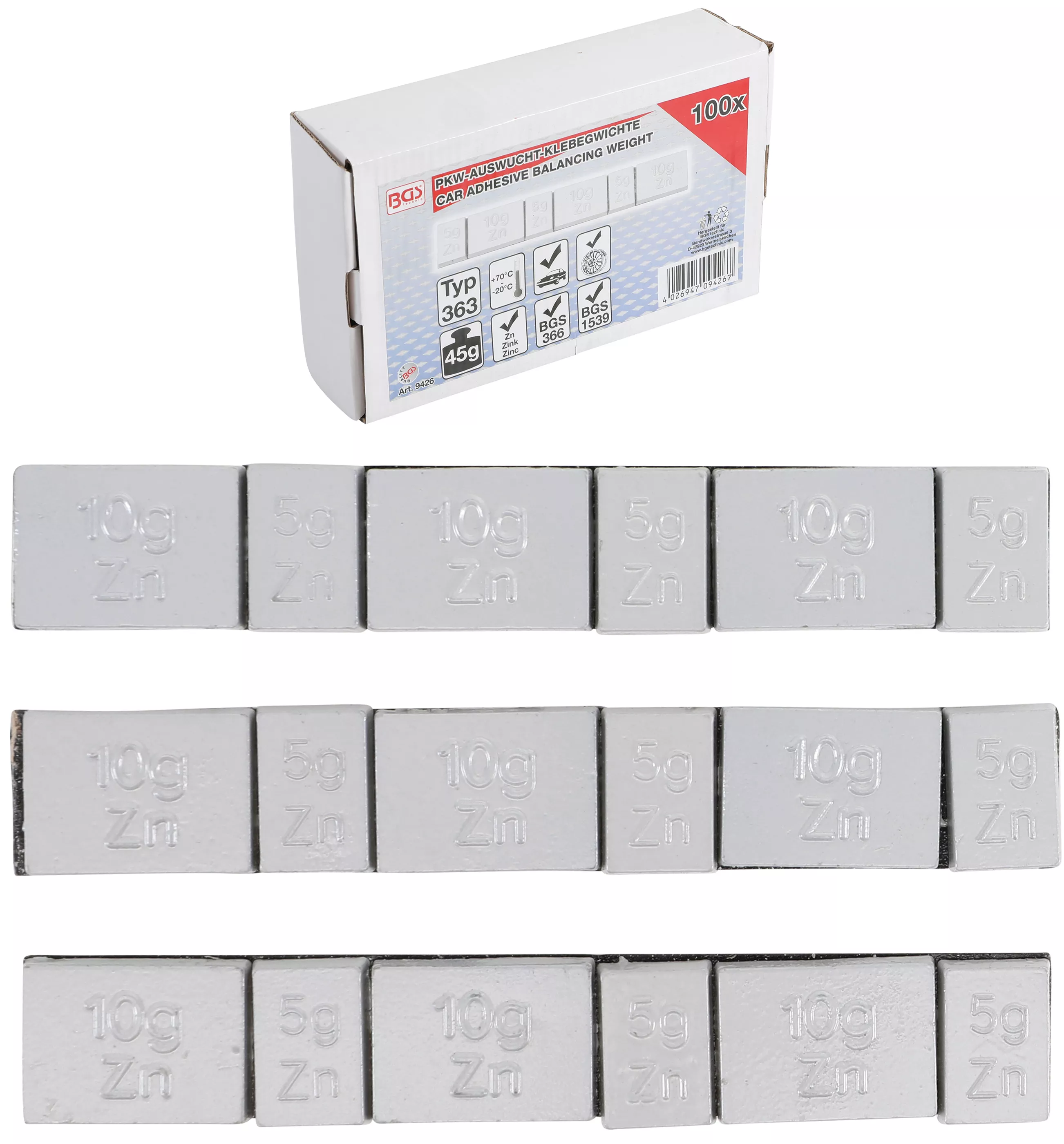 Adeziv greutati echilibrare | tip 363 | 45 g | 100 piese [1]