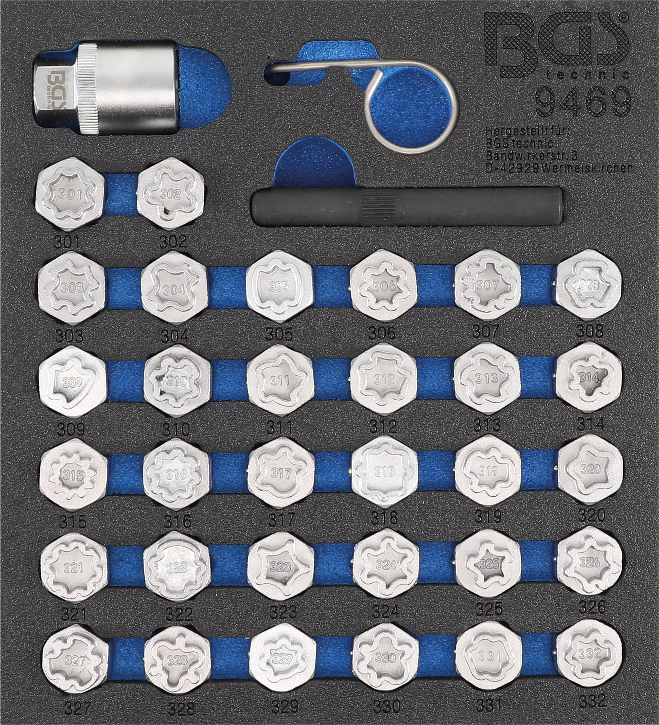 Suport organizator pentru carucior 1/6: Set chei desfacut antifurt pentru Mercedes-Benz | 35 piese [1]