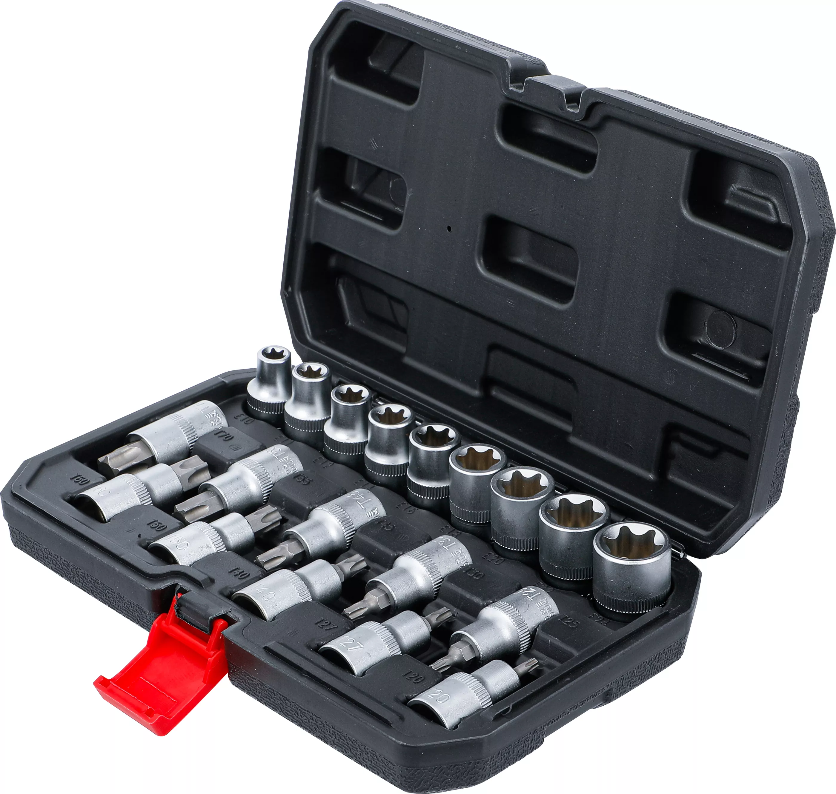 Set biti / chei tubulare | Antrenare hexagon interior 12,5 mm (1/2") | Profil T (pentru Torx) / Profil E | 19 piese [3]