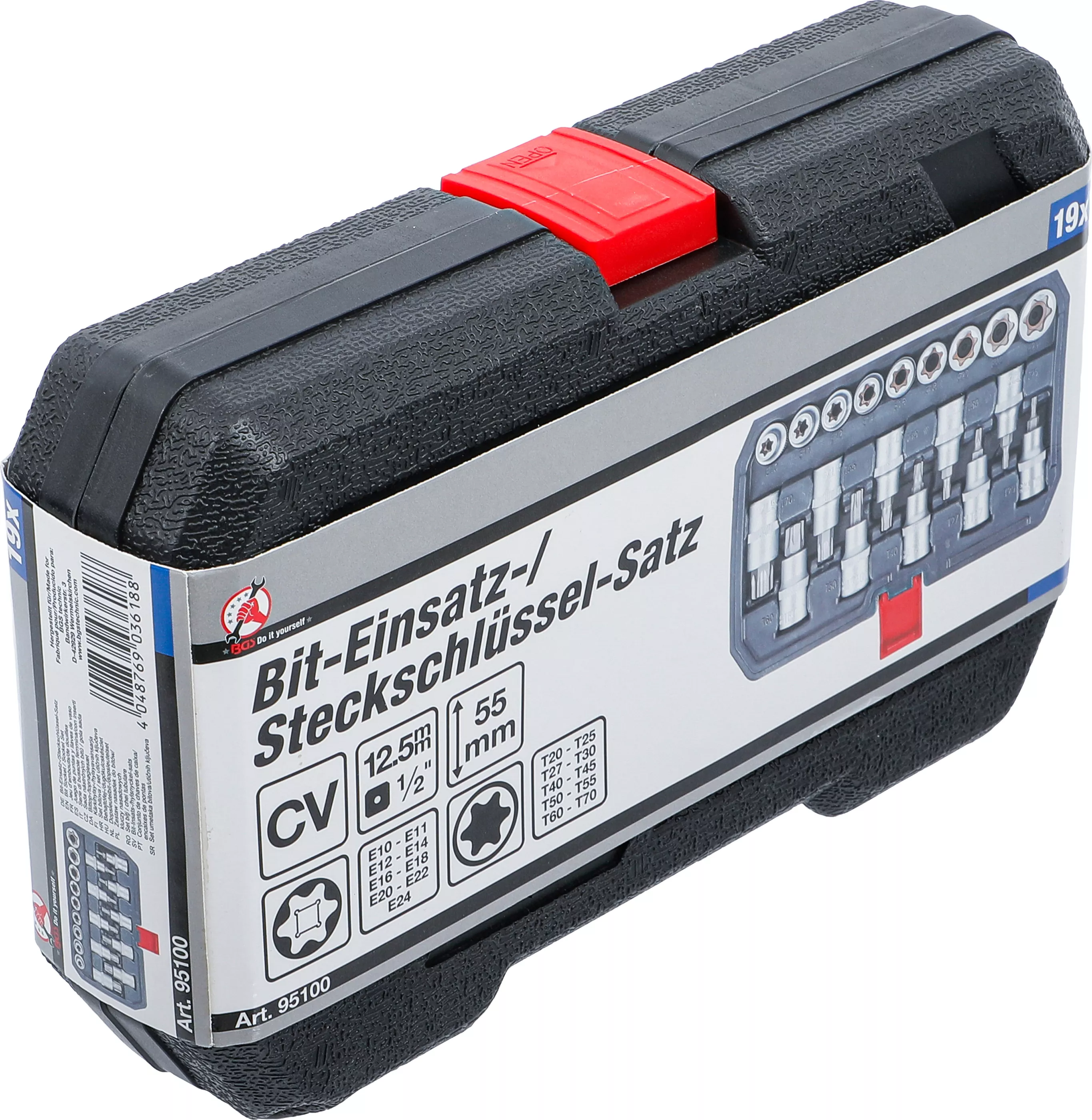 Set biti / chei tubulare | Antrenare hexagon interior 12,5 mm (1/2") | Profil T (pentru Torx) / Profil E | 19 piese [6]