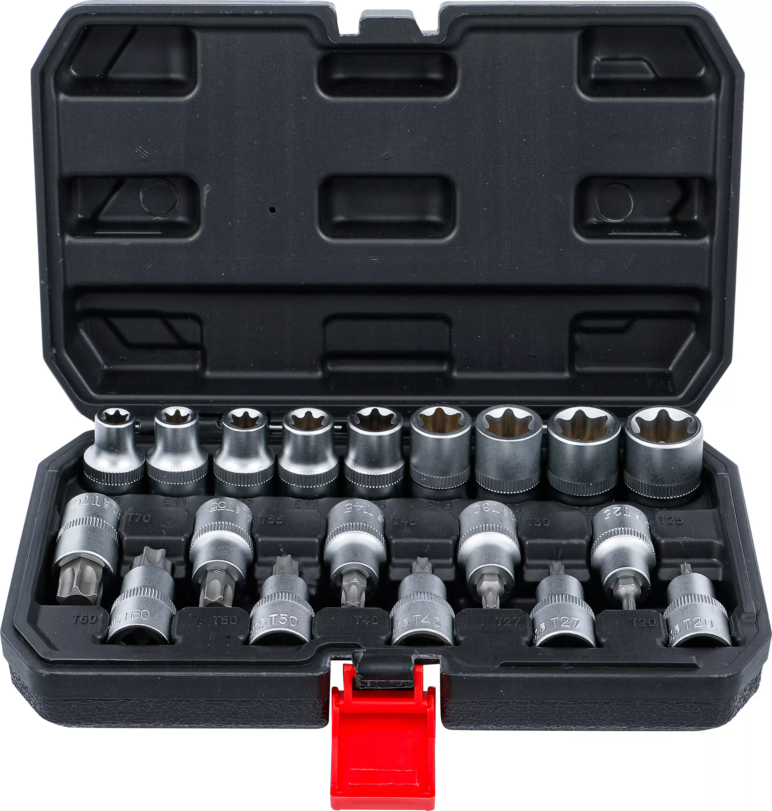 Set biti / chei tubulare | Antrenare hexagon interior 12,5 mm (1/2") | Profil T (pentru Torx) / Profil E | 19 piese [1]
