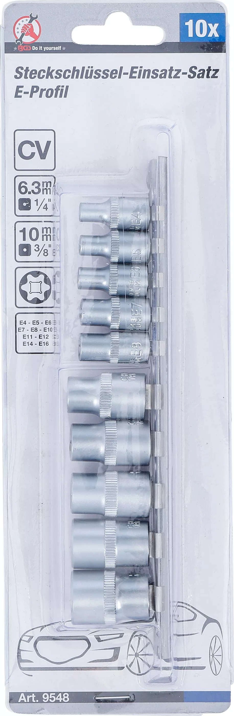 Set chei tubulare Profil E | 6,3 mm (1/4") / 10 mm (3/8") | E4 - E16 | 10 piese [4]