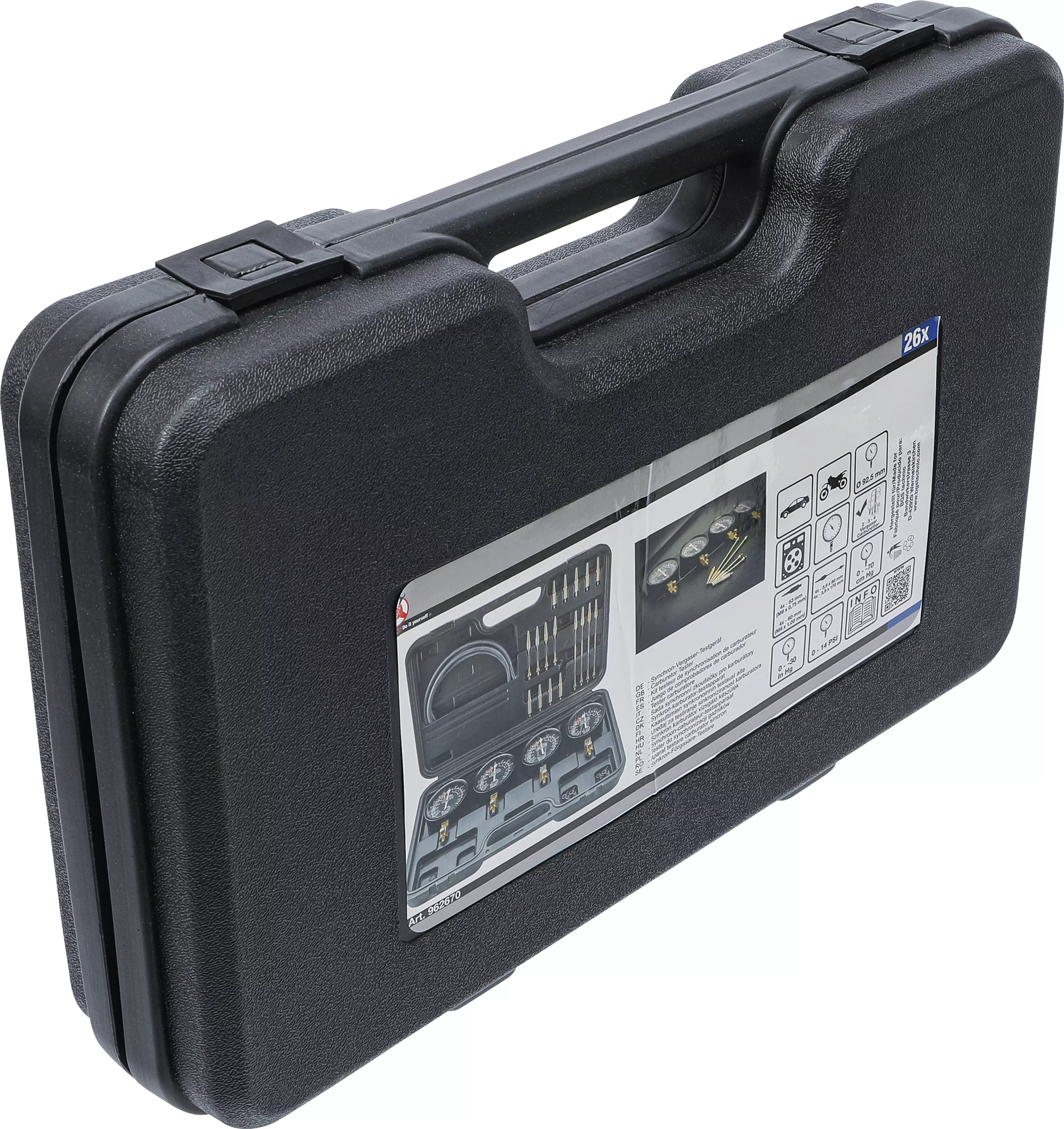Aparat testare carburator sincron | cu 4 cadrane de sincronizare | 26 piese [5]