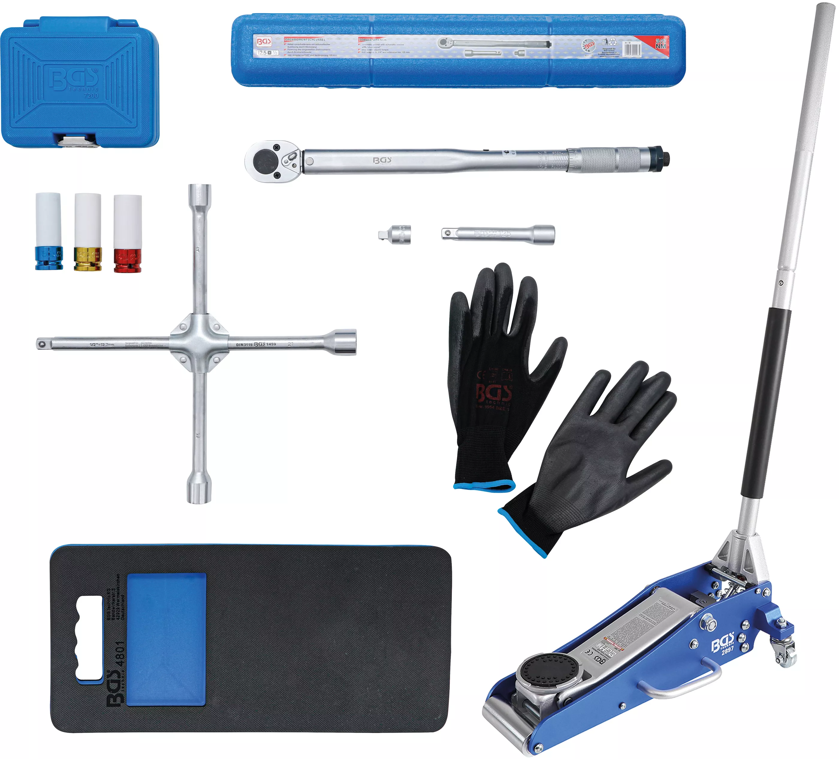 Set service schimbare roata cu cric vehicul pentru manevrare 1,5 t | 10 piese [1]