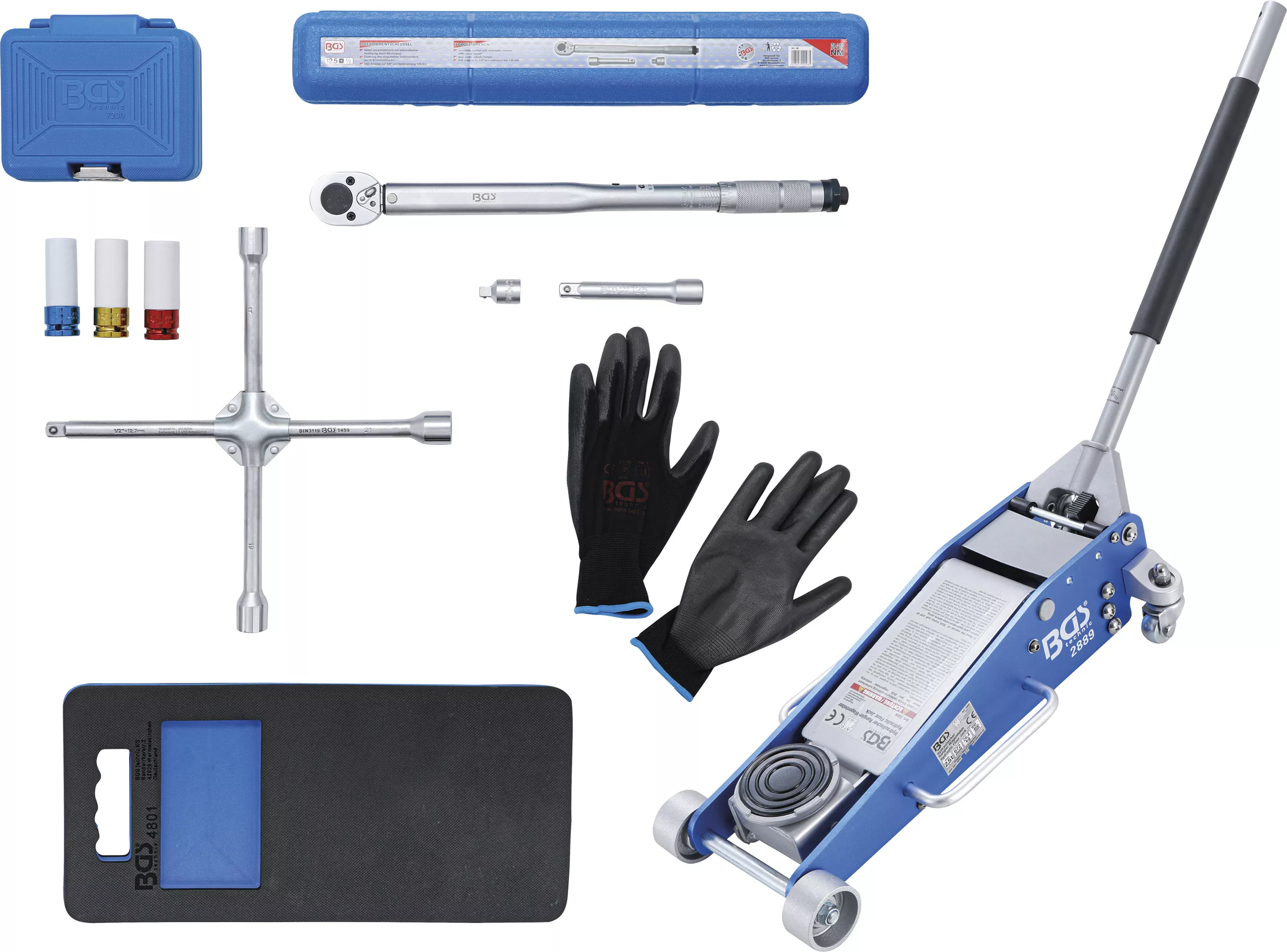 Set service schimbare roata cu cric vehicul pentru manevrare 2,5 t | 10 piese [1]