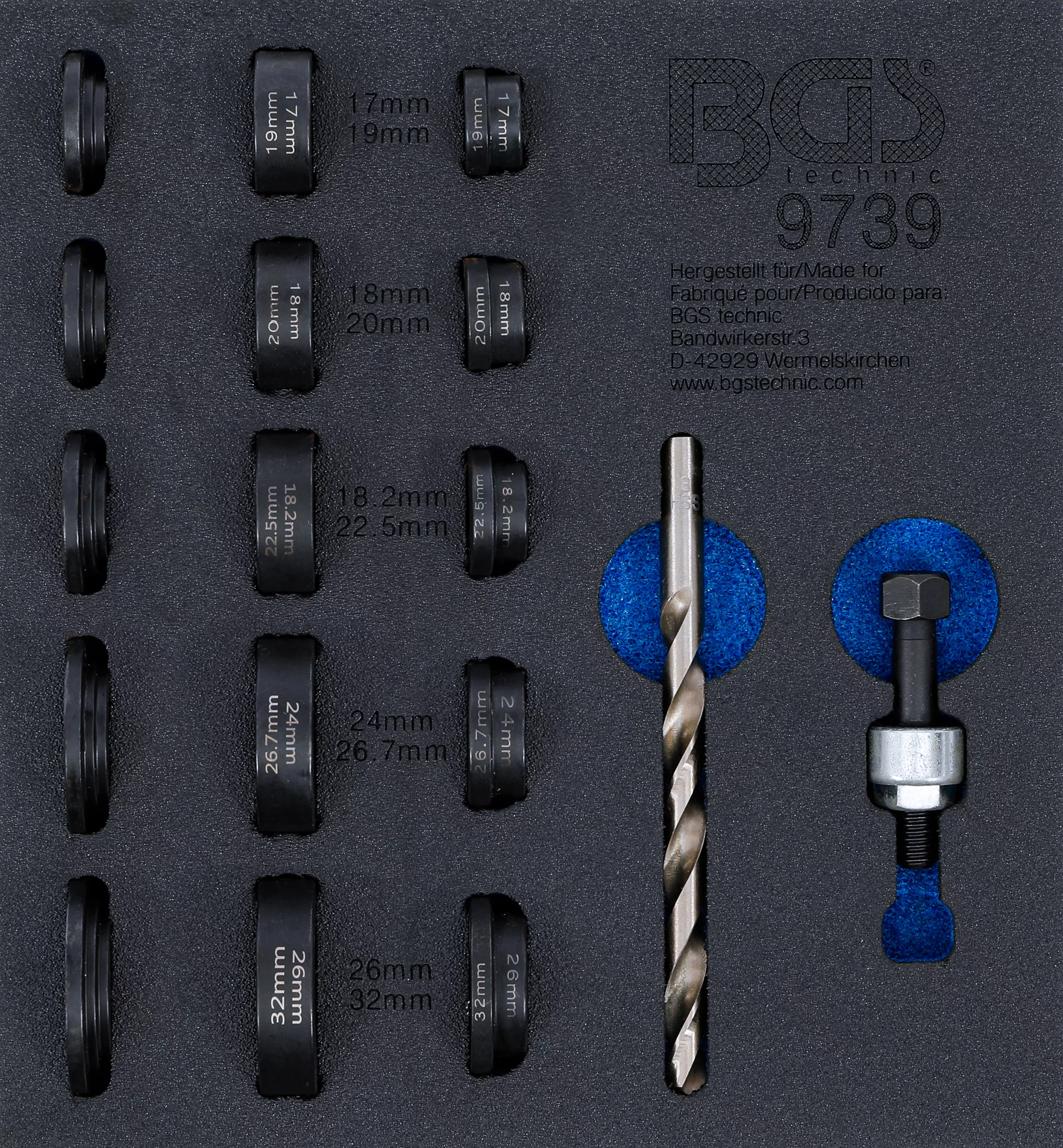 Scule - Suport organizator pentru carucior 1/6: Set matrite de perforat | pentru senzori de parcare | o 17 - 32 mm