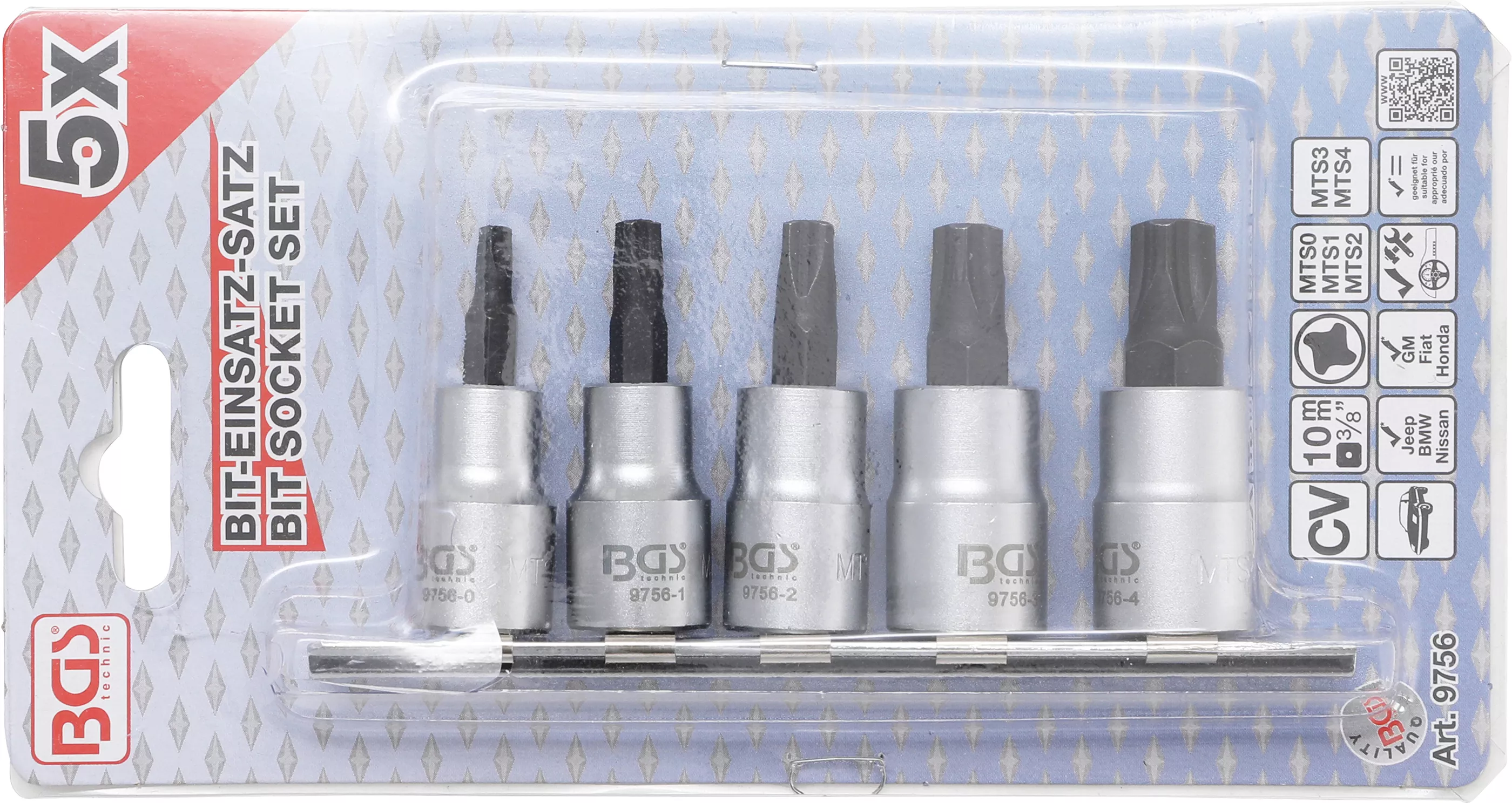 Set biti | 10 mm (3/8") | Profil 4 laturi (pentru MTS-Mortorq) MTS0 - MTS04 | 5 piese [2]