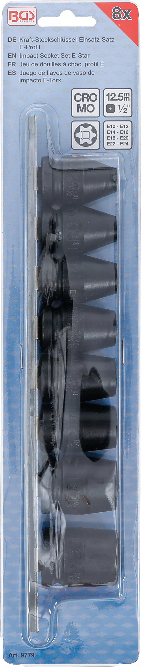 Set chei tubulare Profil E de forta | Antrenare patrat interior 12,5 mm (1/2") | E10 - E24 | 8 piese [4]