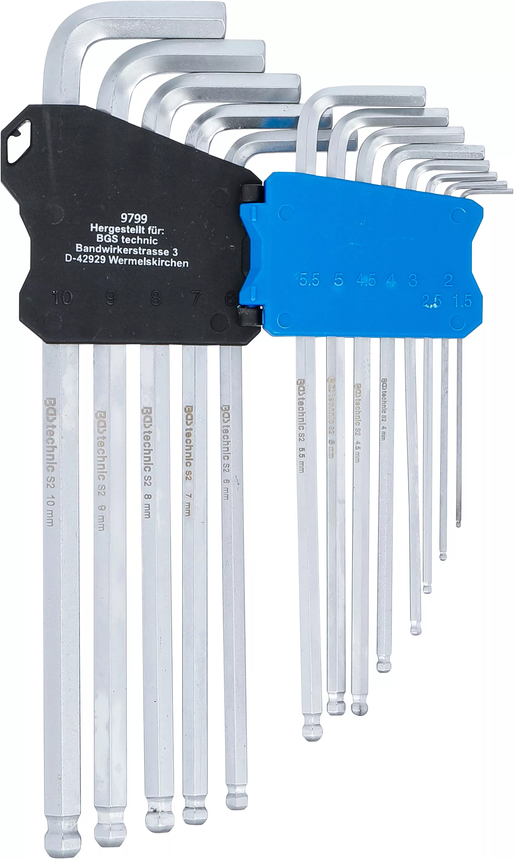 Set chei tip L | extra lungi | hexagon interior/hexagon interior cu cap sferic 1,5 - 10 mm | 13 piese [3]