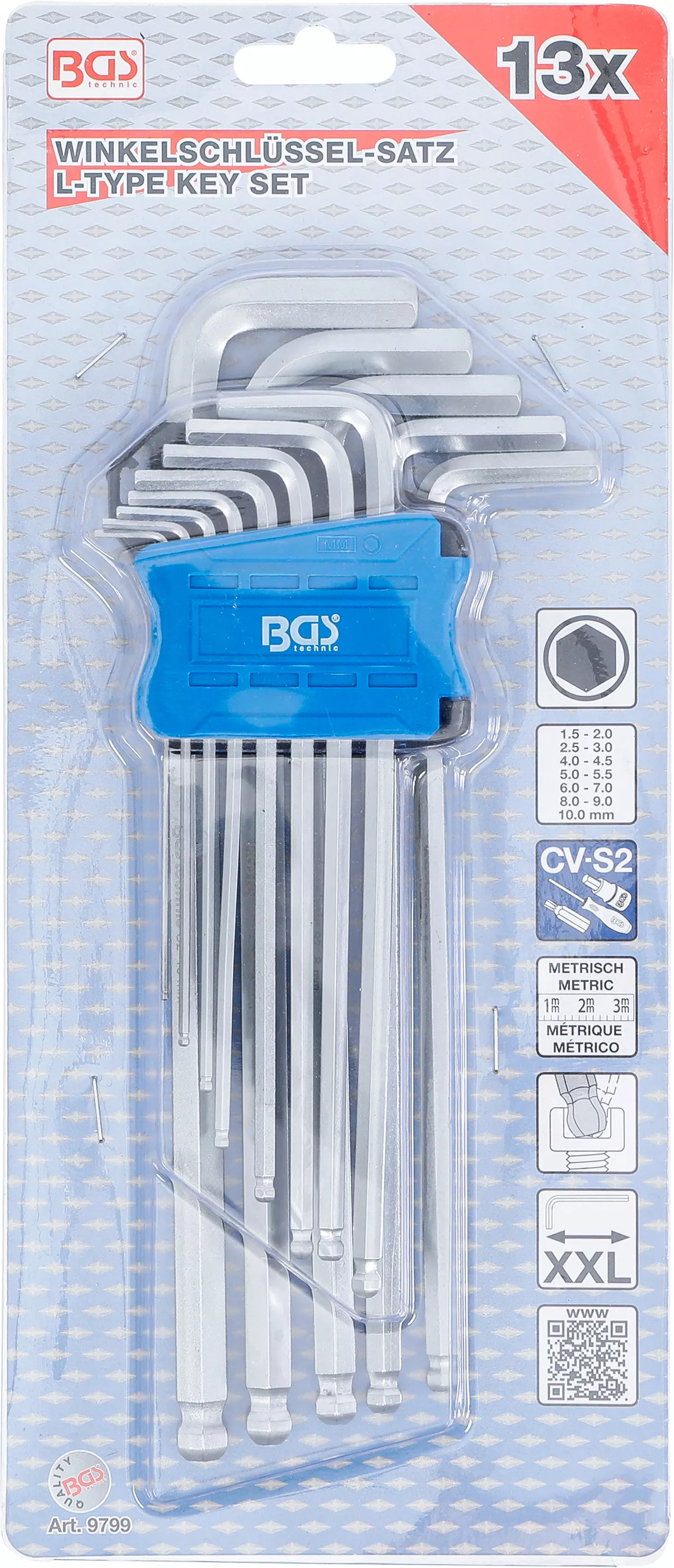 Set chei tip L | extra lungi | hexagon interior/hexagon interior cu cap sferic 1,5 - 10 mm | 13 piese [4]