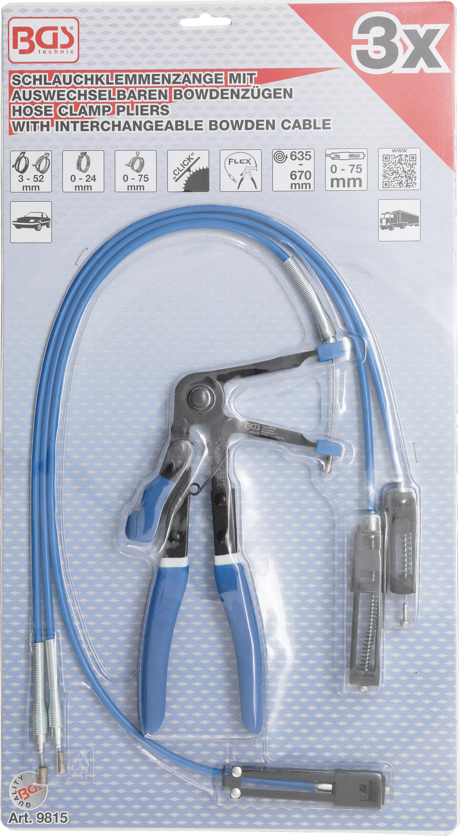 Cleste coliere de furtun | cu cabluri Bowden interschimbabile | 635 - 670 mm [2]