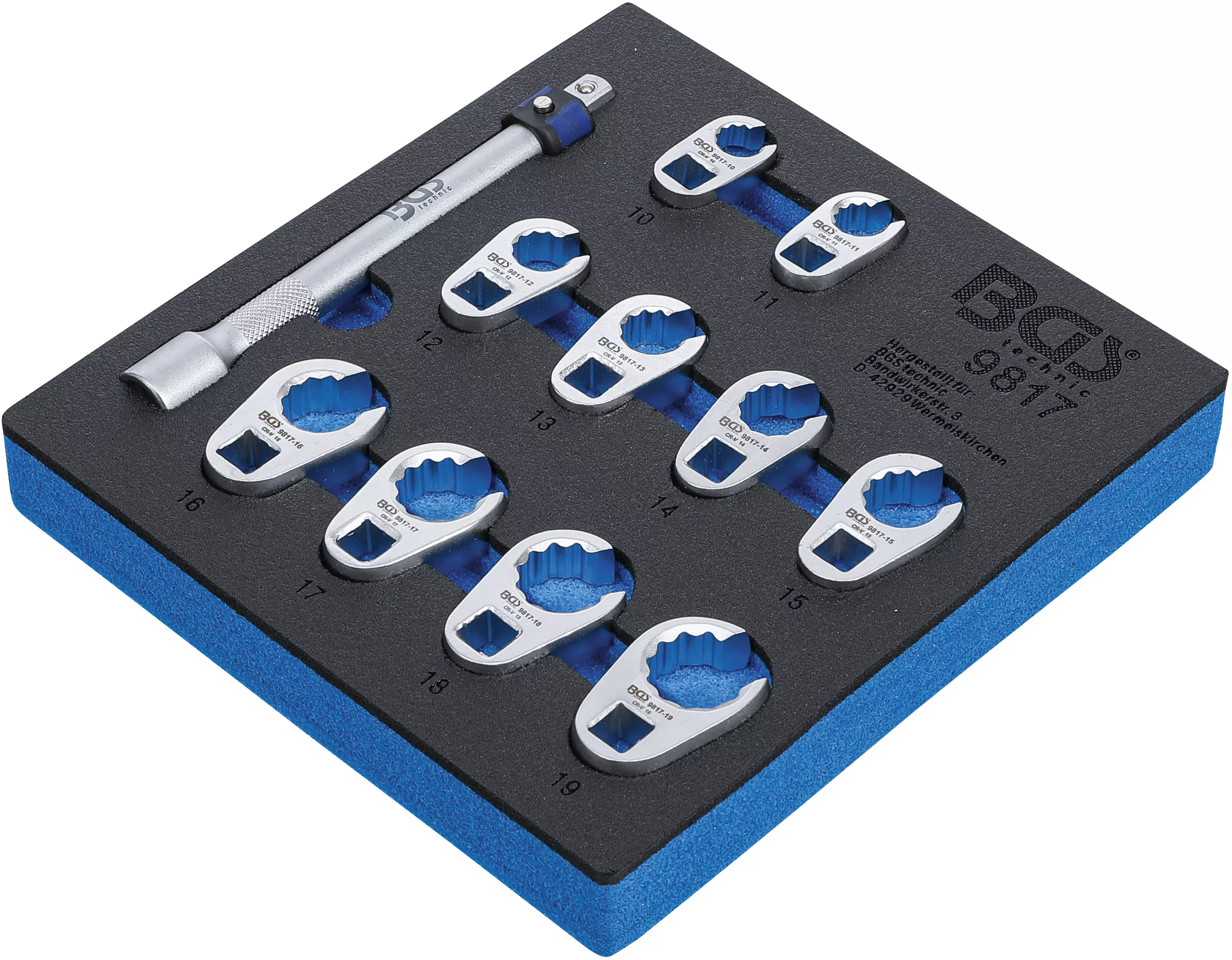 Suport organizator pentru carucior 1/6: Set chei cu dinte | 10 mm (3/8") | 10 - 19 mm | 11 piese [2]
