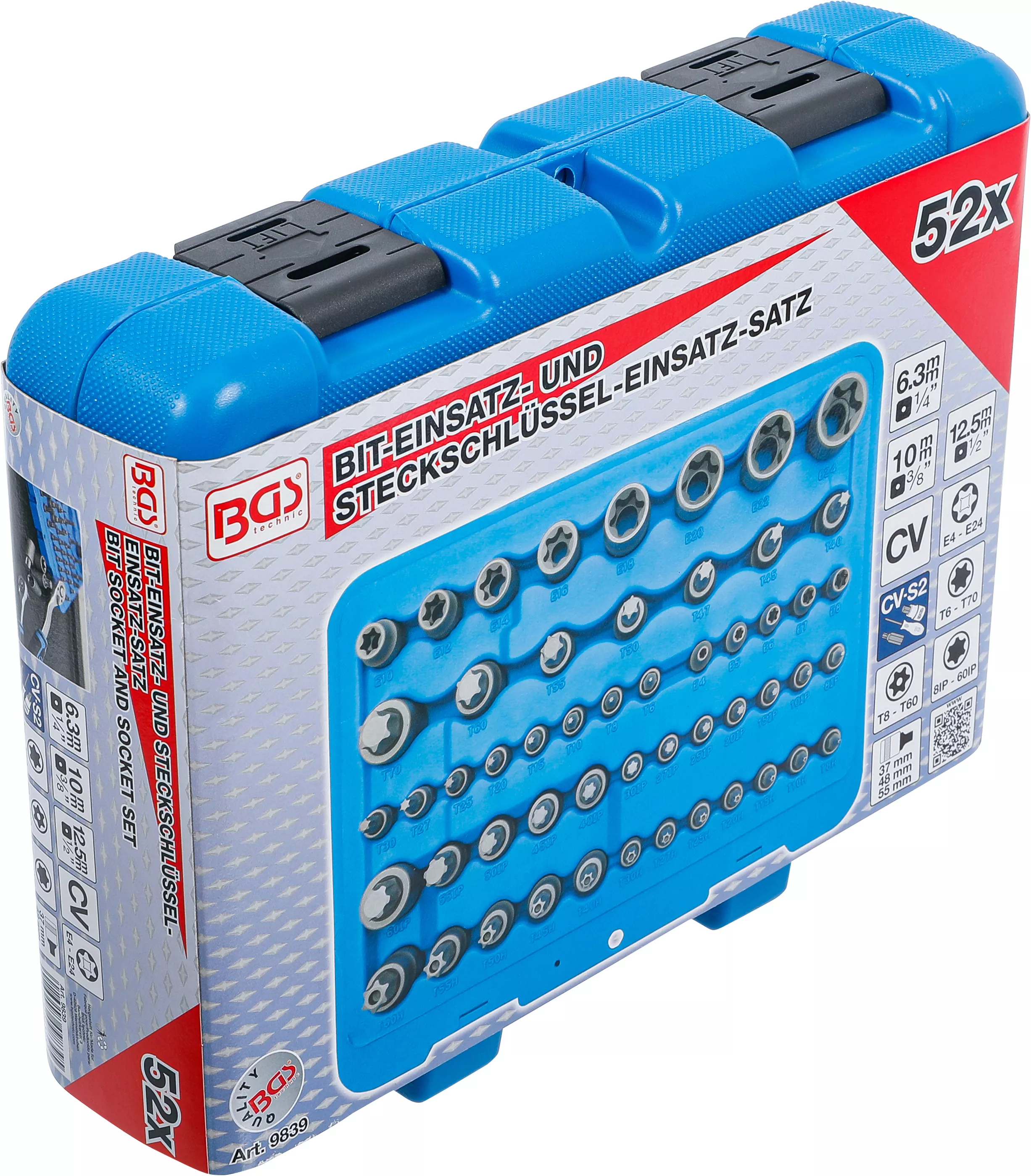 Set biti si set capete chei tubulare | Profil E / Profil T (pentru Torx) / Profil T (pentru Torx) cu gaura / Profil TP (pentru Torx Plus) | 52 piese [6]
