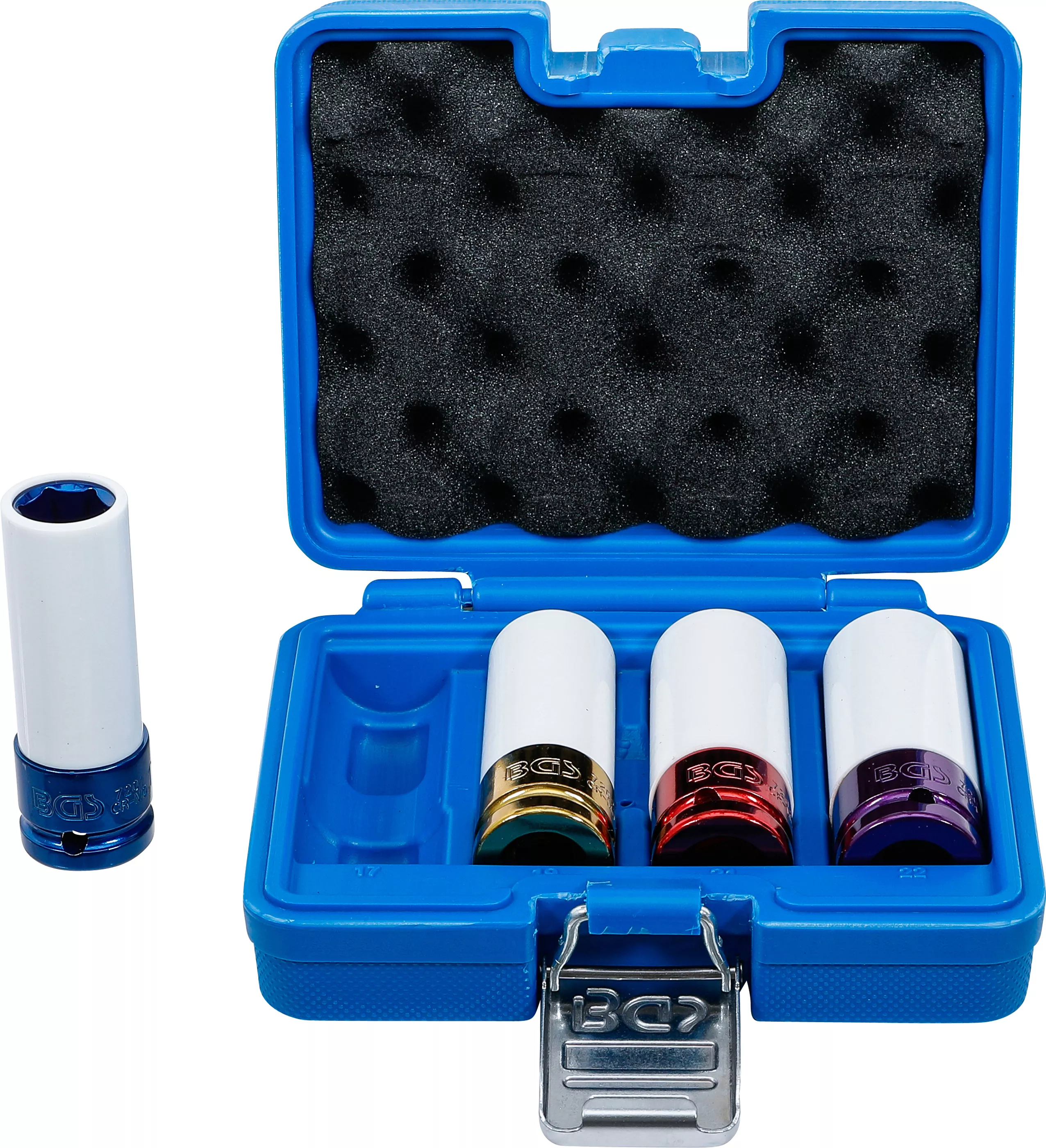 Set capete cheie de impact cu protectie | Antrenare patrat interior 12,5 mm (1/2") | 17 / 19 / 21 / 22 mm | 4 piese [1]