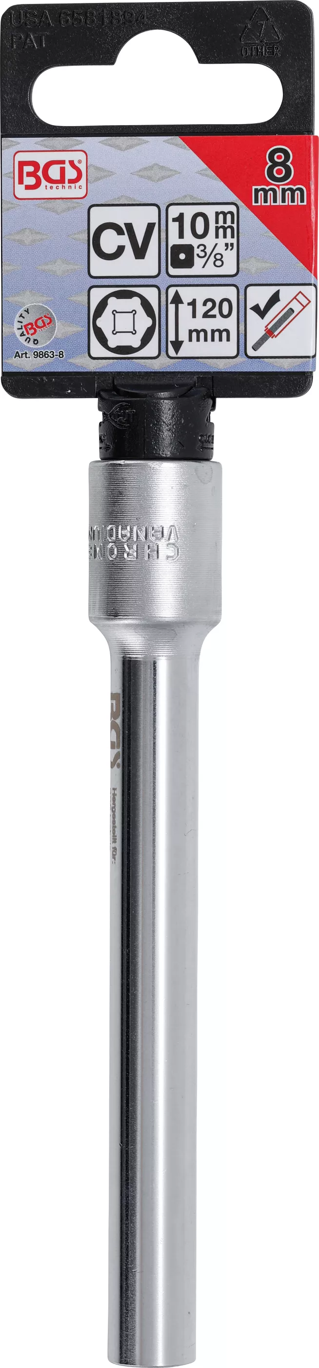 Cheie tubulara 6 colturi, hexagonal, extra adanc | Antrenare patrat interior 10 mm (3/8") | 8 mm [2]