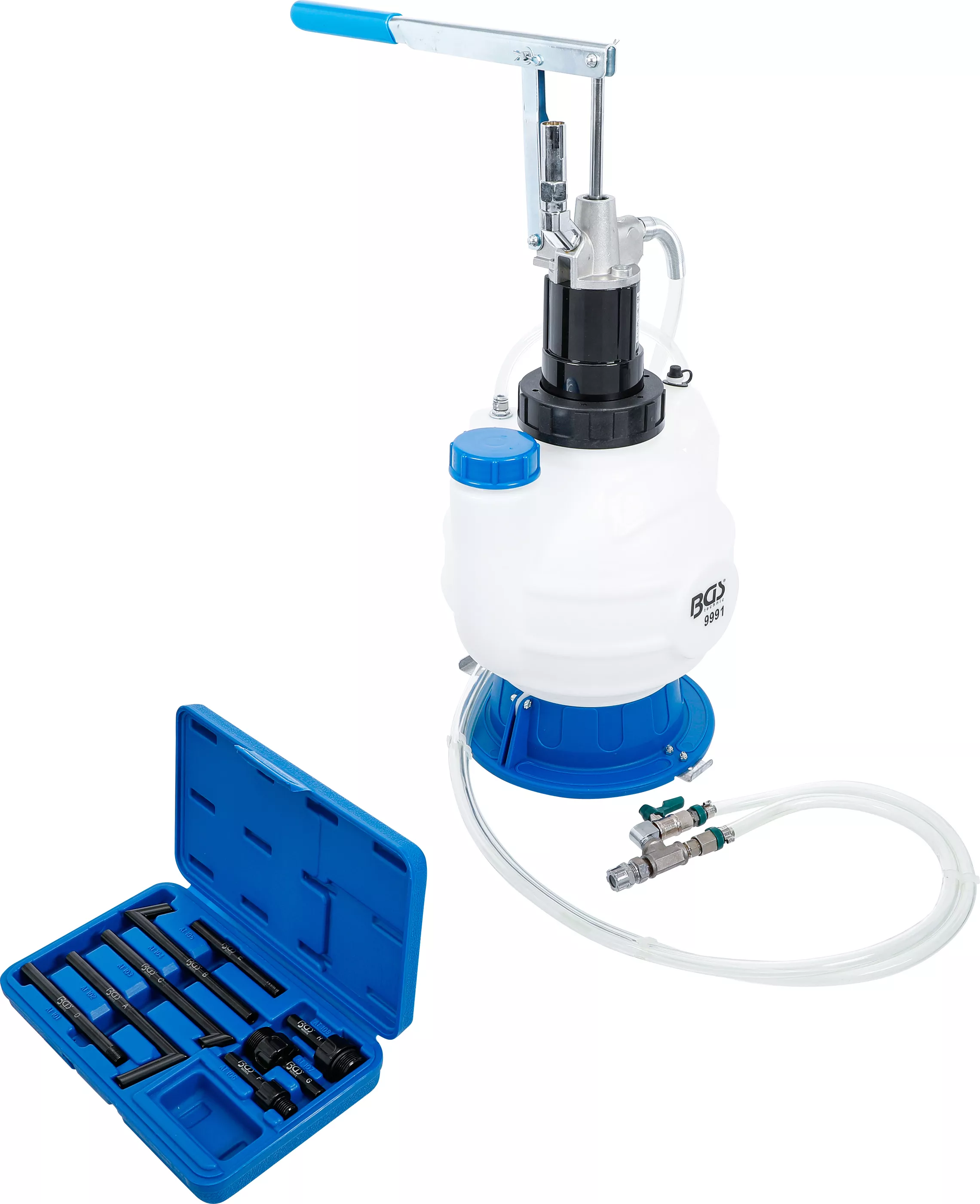 Aparat umplere ulei transmisie cu pompa manuala | cu sistem retur | cu 8 adaptoare | 7 l [1]