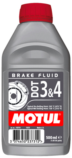 Lichid de frână MOTUL DOT 3 & 4 – 0,5L, pentru sisteme hidraulice de frânare și ambreiaj [1]