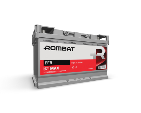 Baterii Auto - ROMBAT EFB 80Ah, 800A, 12V – Tehnologie Start-Stop cu Separator „Scrim”
