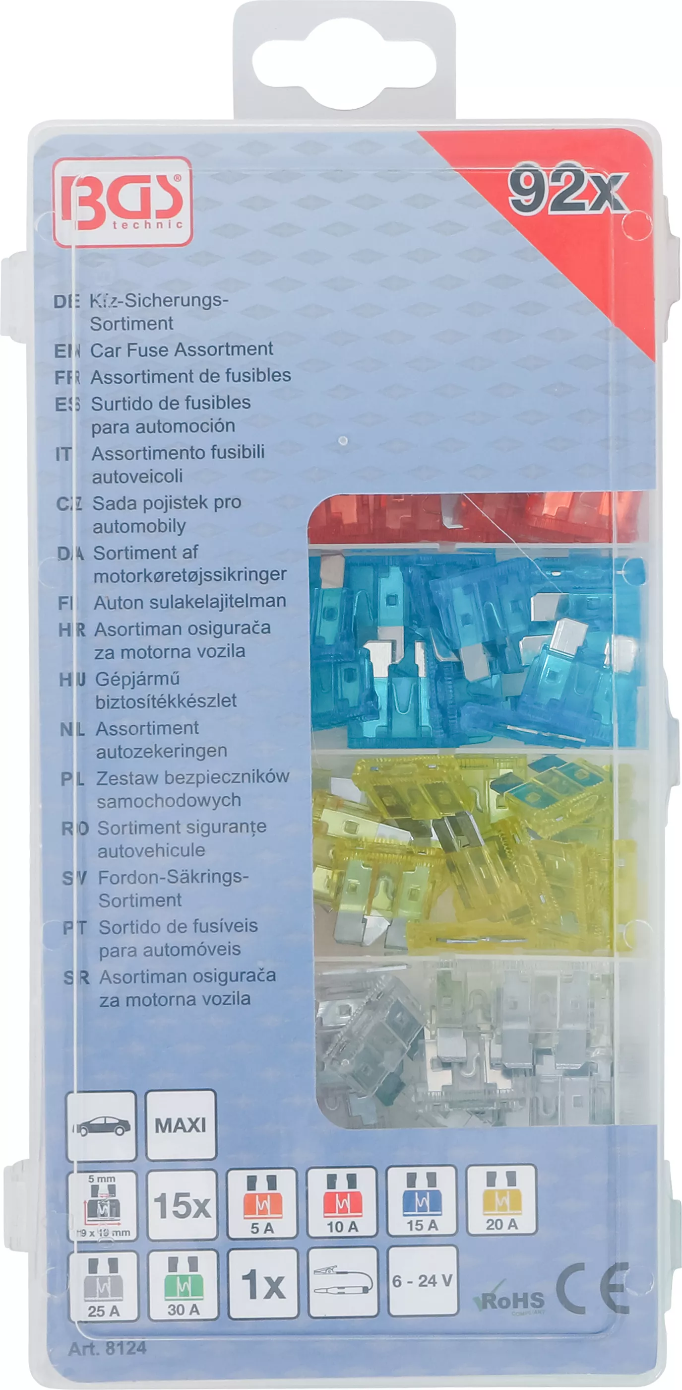 Set de siguranțe auto standard, 92 bucăți cu extractor și tester – BGS Technic [2]