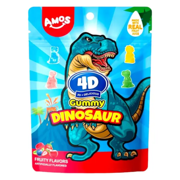 Amos 4D Gummy Dinosaur Fruity Flavour USA 65g [1]
