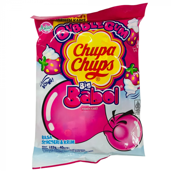 Chupa Chups Strawberry Cream Bubble Gum Bag IDN 152g [1]