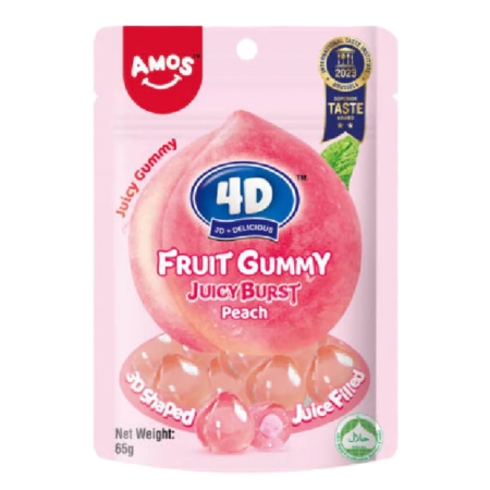 Produse Alimentare - Amos 4D Gummy Juicy Burst Peach USA 65g