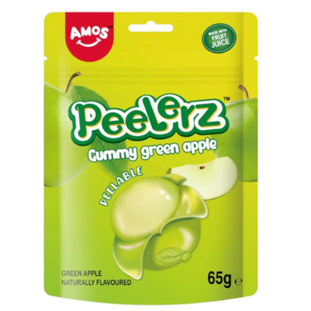 Produse Alimentare - Amos Peelable Gummy Green Apple CHN 65g