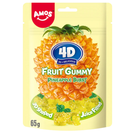 Produse Alimentare - Amos 4D Gummy Pineapple Burst USA 65g