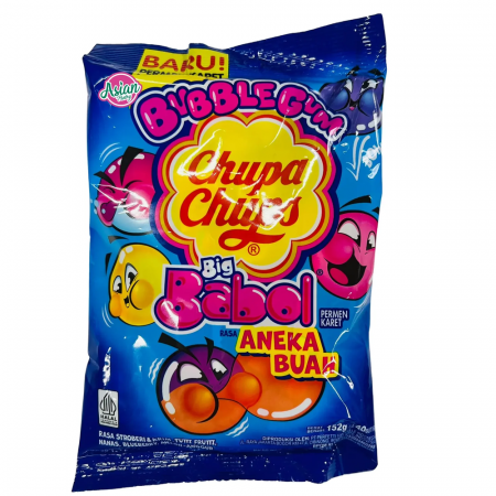 Gumă de Mestecat & Drajeuri - Chupa Chups Big Babol Assorted Fruits Bubble Gum Bag IDN 152g