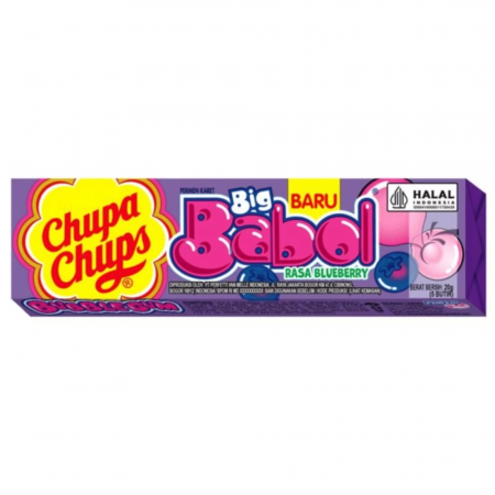 Gumă de Mestecat & Drajeuri - Chupa Chups Big Babol Blueberry Bubble Gum IDN 20g