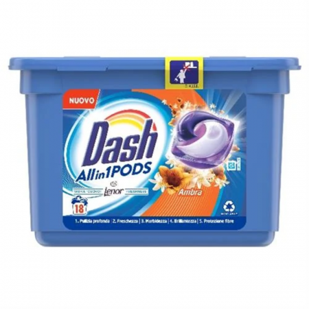 Spălare & Întreținere Rufe - Dash 3-in-1 Pods Ambra 18 capsule