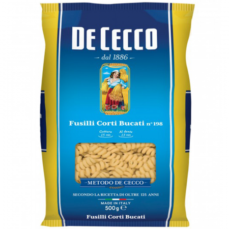 Produse Alimentare - De Cecco 198 Fusilli Corti Bucati 500g