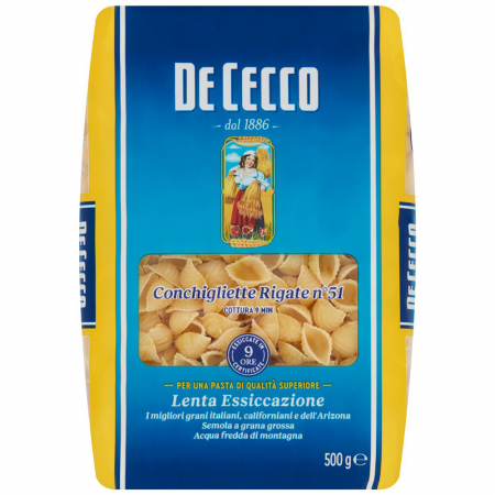 Produse Alimentare - De Cecco 51 Conchigliette Rigate 500g
