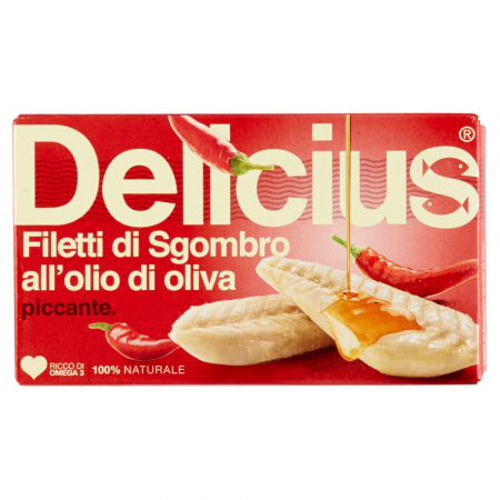 Conserve de ton, pește - Delicius Filetti Sgombro Olio di Olive Piccante 125g