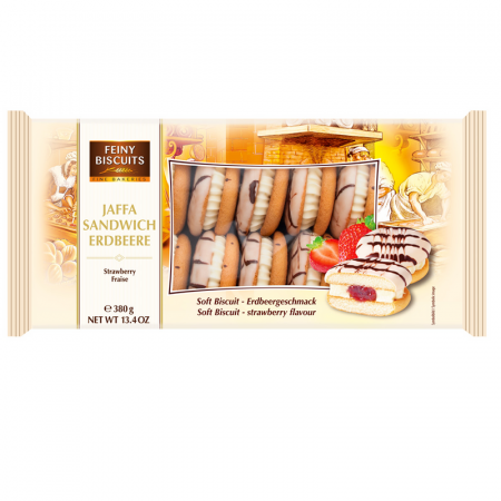Biscuiți & Fursecuri - Feiny Biscuits Jaffa Sandwich cu Crema si Capsuni 380g