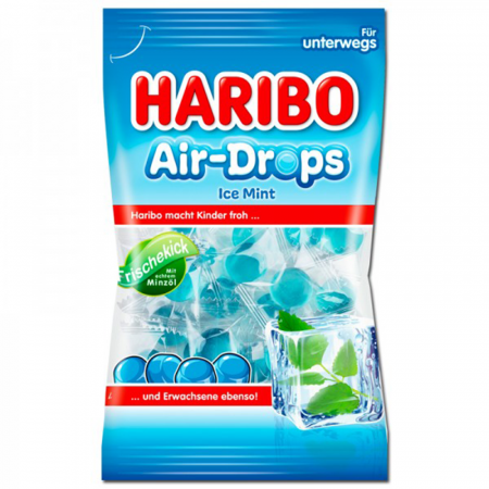 Gumă de Mestecat & Drajeuri - Haribo Air-Drops Ice Mint 100g