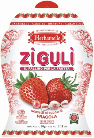 Jeleuri & Bomboane - Herbamelle Caramelle Ziguli Fragola 60g