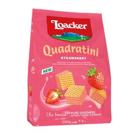Produse Alimentare - Loacker Quadratini Napolitane Capsuni 250g