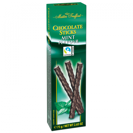 Ciocolată - Maitre Truffout Sticksuri de Ciocolata cu Menta 75g