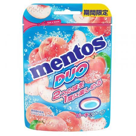 Jeleuri & Bomboane - Mentos 2-in-1 Peach Soda Flavour JAP 45g