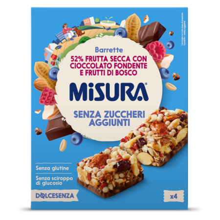 Produse Alimentare - Misura Barr Frutta Secca, Cioccolato Fondente e Frutti di Bosco 120g (4x30g)