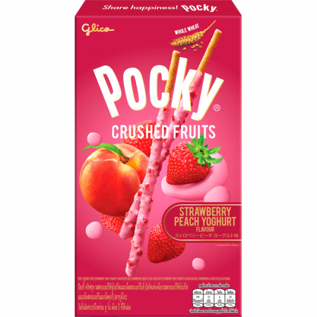 Biscuiți & Fursecuri - Pocky Crushed Fruits Strawberry/Peach Yoghurt THA 38g