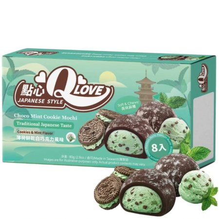 Produse Alimentare - QLove Choco Mint Cookie Premium Mini Mochi TWN 80g